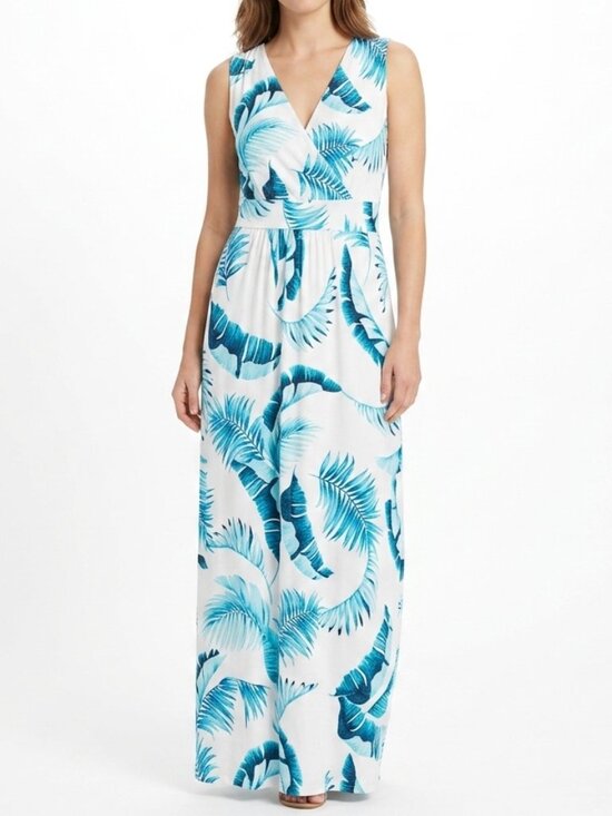 Charter Club Dresses & Skirts - Charter Club Sleeveless Maxi dress with Tropical Palm Print